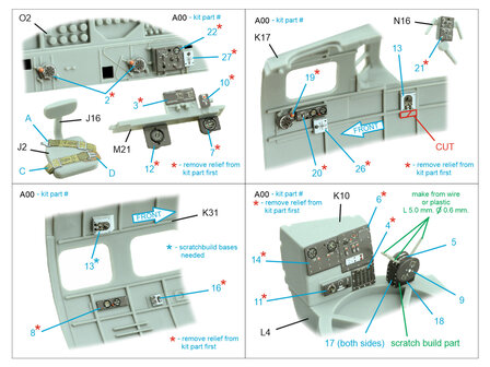 Quinta Studio QD32226 -  Boeing B-17G Navigator, bombardier, waist and tail gunners compartments. 3D-Printed &amp; coloured Interior (HK models) - 1:32