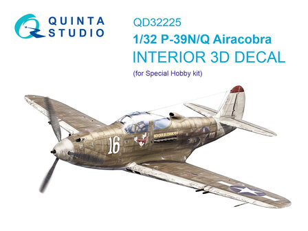 Quinta Studio QD32225 -  P-39Q/N Airacobra 3D-Printed &amp; coloured Interior on decal paper (Special Hobby) - 1:32