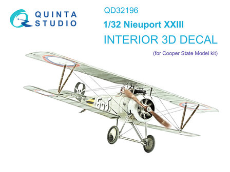 Quinta Studio QD32196 -  Nieuport XXIII 3D-Printed &amp; coloured Interior on decal paper (CSM) - 1:32