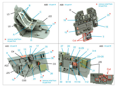 Quinta Studio QD32217 -  P-40N early 3D-Printed &amp; coloured Interior on decal paper  (Hasegawa/Eduard) - 1:32