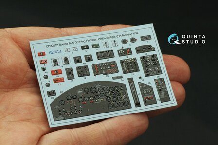 Quinta Studio QD32218 -  Boeing B-17G Pilot&#039;s cockpit. 3D-Printed &amp; coloured Interior on decal paper (HK models) - 1:32