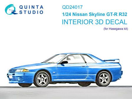 Quinta Studio QD24017 -  Nissan Skyline GT-R R32 3D-Printed &amp; coloured Interior on decal paper (Hasegawa) - 1:24