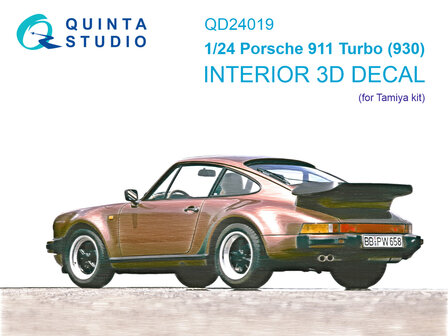 Quinta Studio QD24019 -  Porsche 911 Turbo (930) 3D-Printed &amp; coloured Interior on decal paper (Tamiya) - 1:24