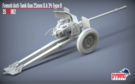 Dynamo Models 35DM002-P - French Anti-Tank Gun 25mm S.A 34 Type II - &ldquo;Premium edition&rdquo; - 1:35