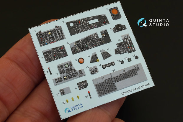 Quinta Studio QD48055 - F-4J  3D-Printed & coloured Interior on decal paper  (for ZM/SWS kit) - 1:48