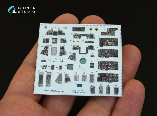 Quinta Studio QD48070 - F-14D  3D-Printed & coloured Interior on decal paper  (for Tamiya kit) - 1:48