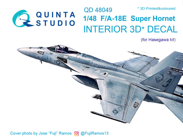 Quinta Studio QD48049 - F/A-18E Super Hornet  3D-Printed & coloured Interior on decal paper  (for Hasegawa kit) - 1:48