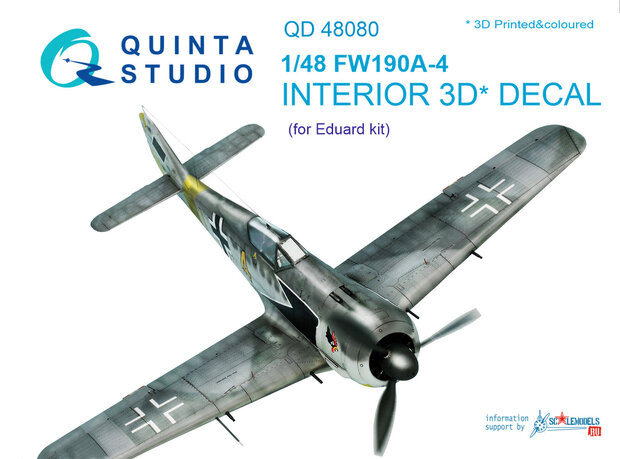 Quinta Studio QD48080 - FW 190A-4  3D-Printed & coloured Interior on decal paper  (for Eduard kit) - 1:48