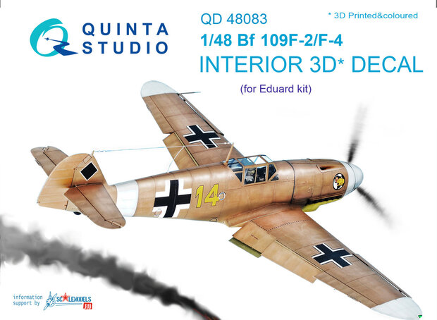 Quinta Studio QD48083 - Bf 109F-2/4  3D-Printed & coloured Interior on decal paper  (for Eduard kit) - 1:48