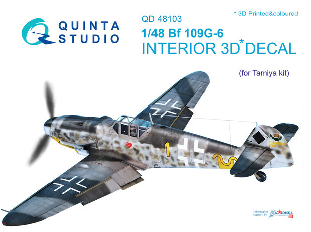 Quinta Studio QD48103 - Bf 109G-6 3D-Printed & coloured Interior on decal paper (for Tamiya  kit) - 1:48