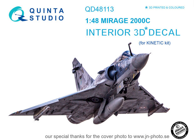 Quinta Studio QD48113 - Mirage 2000C 3D-Printed & coloured Interior on decal paper (for Kinetic  kit) - 1:48