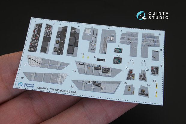 Quinta Studio QD48145 - F/A-18B 3D-Printed & coloured Interior on decal paper (for Kinetic  kit) - 1:48