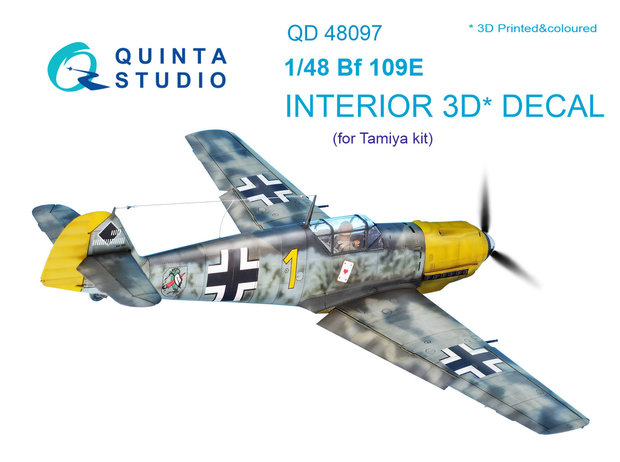 Quinta Studio QD48097 - Bf 109E 3D-Printed & coloured Interior on decal paper (for Tamiya kit) - 1:48