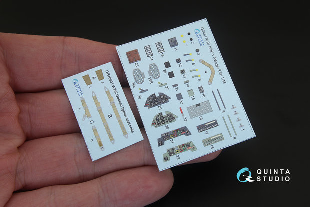 Quinta Studio QD48176 - Bf 109E-1 3D-Printed & coloured Interior on decal paper (for Wingsy kits kit) - 1:48