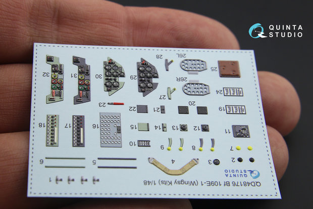 Quinta Studio QD48176 - Bf 109E-1 3D-Printed & coloured Interior on decal paper (for Wingsy kits kit) - 1:48