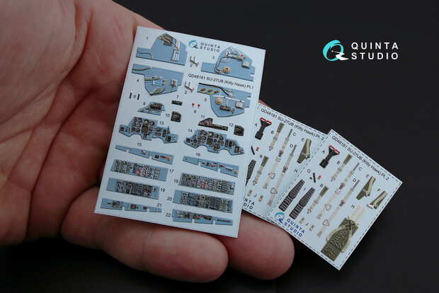 Quinta Studio QD48181 - Su-27UB 3D-Printed & coloured Interior on decal paper (for KittyHawk kit) - 1:48