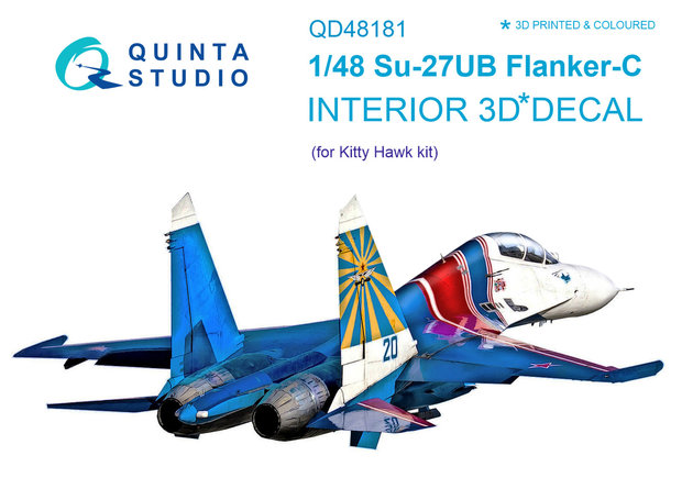 Quinta Studio QD48181 - Su-27UB 3D-Printed & coloured Interior on decal paper (for KittyHawk kit) - 1:48