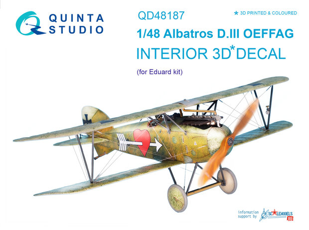 Quinta Studio QD48187 - Albatros D.III OEFFAG 3D-Printed & coloured Interior on decal paper (for Eduard kit) - 1:48