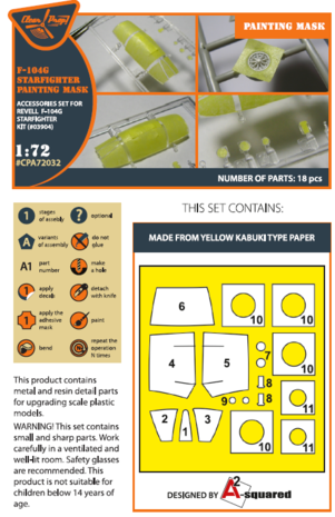 Clear Prop Models CPA72032 - F-104G for REVELL kit painting mask "yellow kabuki paper" - 1:72