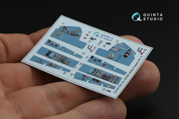 Quinta Studio QD48188 - Su-30SM 3D-Printed & coloured Interior on decal paper (for KittyHawk kit) - 1:48