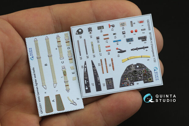 Quinta Studio QD32058 - Bf 109K-4 3D-Printed & coloured Interior on decal paper (for Hasegawa kit) - 1:32