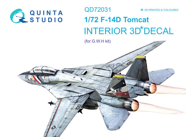 Quinta Studio QD72031 - F-14D 3D-Printed & coloured Interior on decal paper (GWH) - 1:72