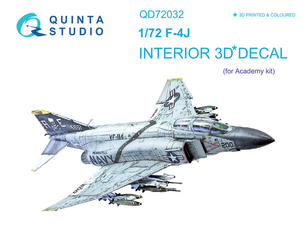 Quinta Studio QD72032 - F-4J 3D-Printed & coloured Interior on decal paper (Academy) - 1:72