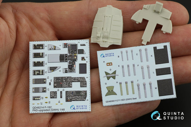 Quinta Studio QD48214 - F-15C PAD-upgraded 3D-Printed & coloured Interior on decal paper with resin parts (for GWH kit) - 1:48