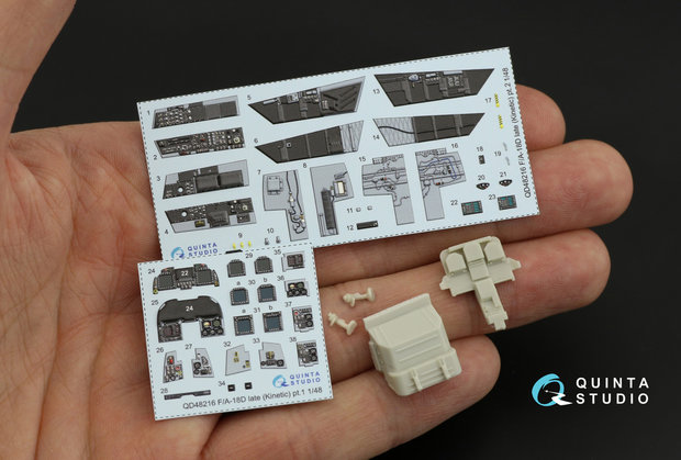 Quinta Studio QD48216 - F/A-18D Late 3D-Printed & coloured Interior on decal paper with resin parts (for Kinetic kit) - 1:48