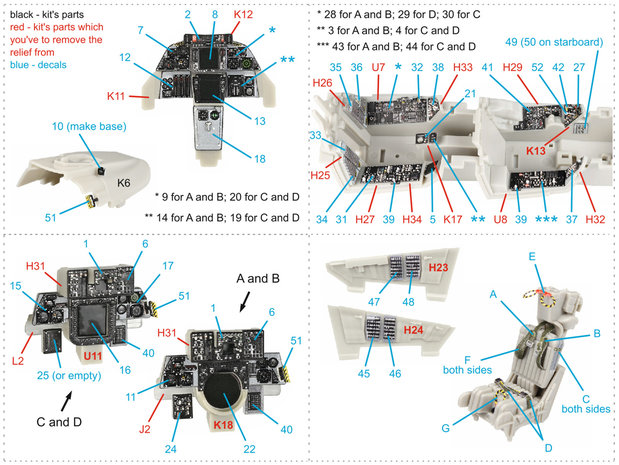 Quinta Studio QD48231 - F-14A Late 3D-Printed & coloured Interior on decal paper (for Tamiya kit) - 1:48