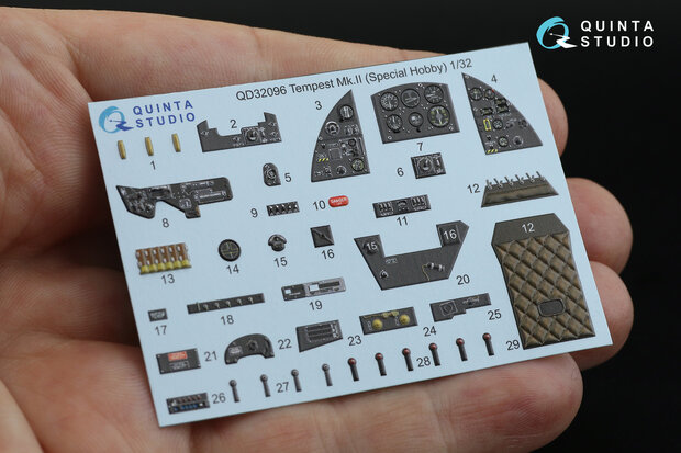 Quinta Studio QD32096 - Tempest Mk.II 3D-Printed & coloured Interior on decal paper (for Special Hobby/Revell kit) - 1:32