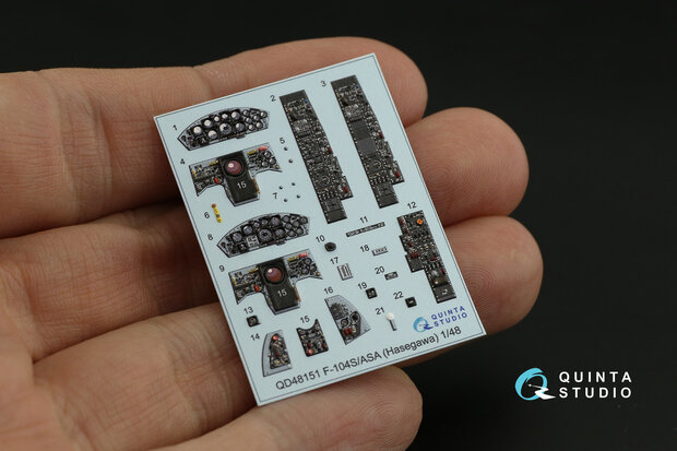 Quinta Studio QD48151 - F-104S-ASA 3D-Printed & coloured Interior on decal paper (for Hasegawa kit) - 1:48