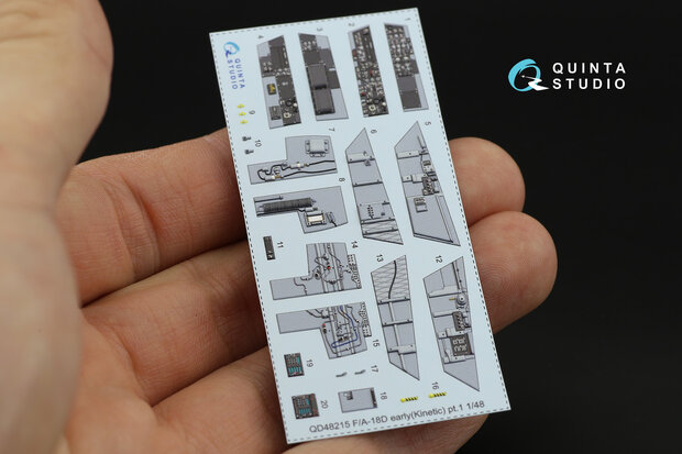 Quinta Studio QD48215 - F/A-18D Early 3D-Printed & coloured Interior on decal paper (for Kinetic kit) - 1:48