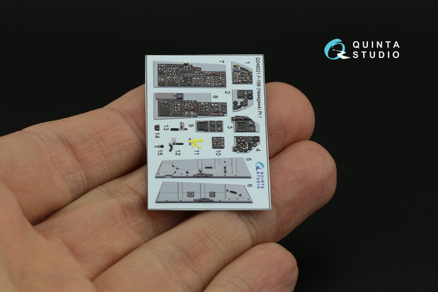 Quinta Studio QD48221 - F-16B 3D-Printed & coloured Interior on decal paper (for Hasegawa kit) - 1:48