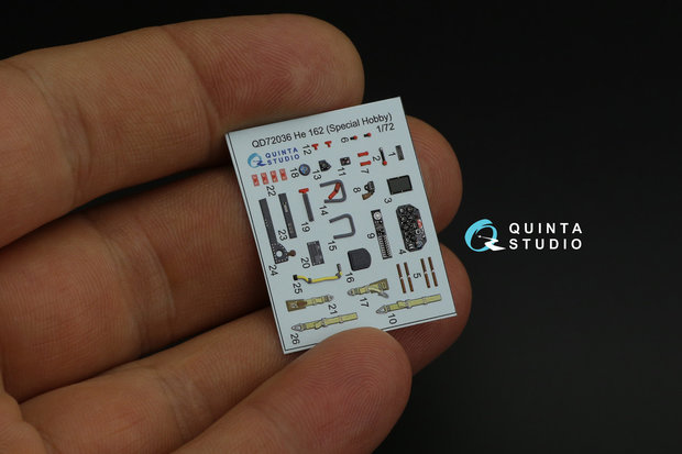 Quinta Studio QD72036 - He 162 3D-Printed & coloured Interior on decal paper (for Special Hobby kit) - 1:72