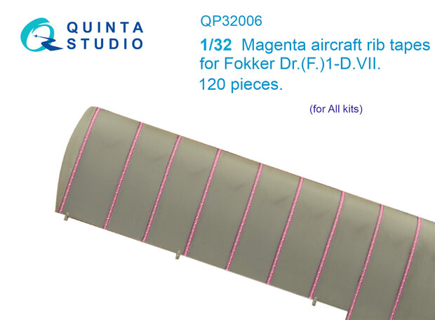 Quinta Studio QP32006 - Magenta rib tapes Fokker Dr. (F.)I-D.VII (All kits) - 1:32