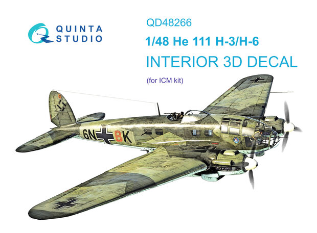 Quinta Studio QD48266 - He 111H-3/H-6 3D-Printed & coloured Interior on decal paper (for ICM kit) - 1:48