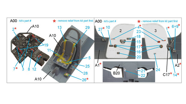 Quinta Studio QD48247 - P-39 3D-Printed & coloured Interior on decal paper (for Eduard kit) - 1:48