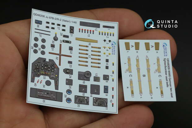 Quinta Studio QD48206 - Ju 87B-2/R-2 3D-Printed & coloured Interior on decal paper (for Italeri kit) - 1:48