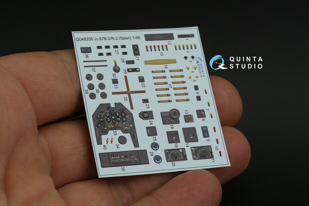 Quinta Studio QD48206 - Ju 87B-2/R-2 3D-Printed & coloured Interior on decal paper (for Italeri kit) - 1:48