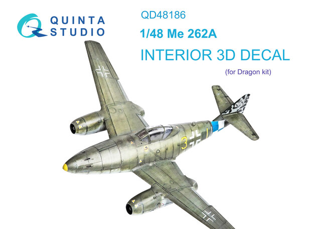 Quinta Studio QD48186 - Me 262A 3D-Printed & coloured Interior on decal paper (for Dragon kit) - 1:48