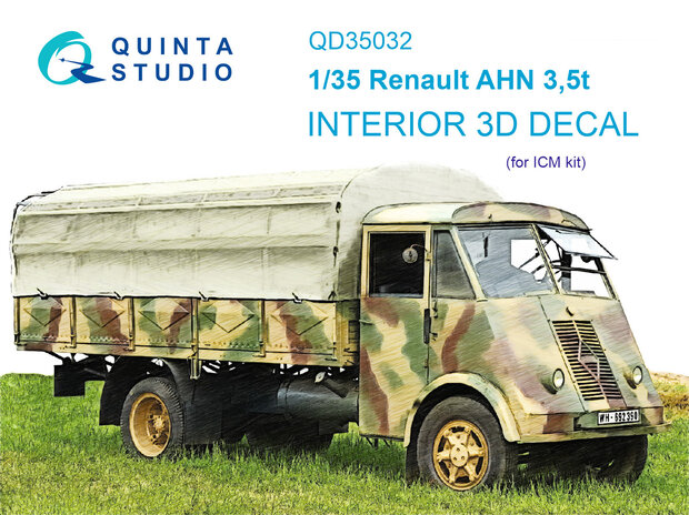 Quinta Studio QD35032 - Renault AHN 3.5t 3D-Printed & coloured Interior on decal paper (for ICM kit) - 1:35