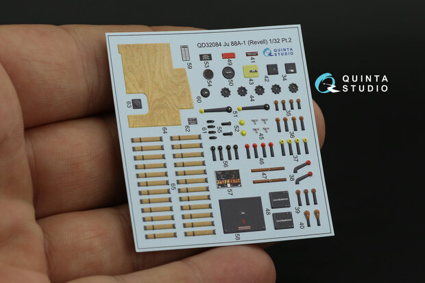 Quinta Studio QD32084 - Ju 88A-1 3D-Printed & coloured Interior on decal paper (for Revell kit) - 1:32