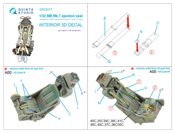 Quinta Studio QR32017 - MB Mk.7 seat for F-104 family (for Italeri kit) - 1:32