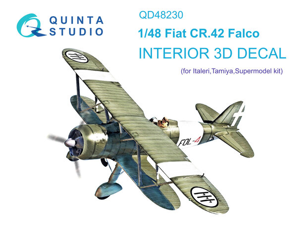 Quinta Studio QD48230 - Fiat CR.42 3D-Printed & coloured Interior on decal paper (for Italeri kit) - 1:48