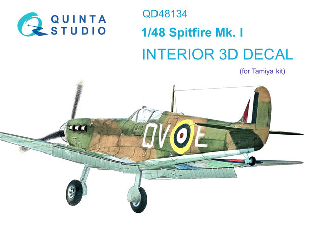 Quinta Studio QD48134 - Spitfire Mk.I 3D-Printed & coloured Interior on decal paper (for Tamiya kit) - 1:48