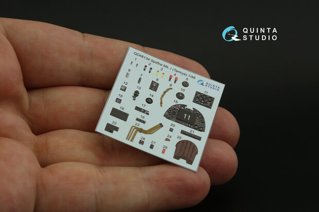 Quinta Studio QD48134 - Spitfire Mk.I 3D-Printed & coloured Interior on decal paper (for Tamiya kit) - 1:48