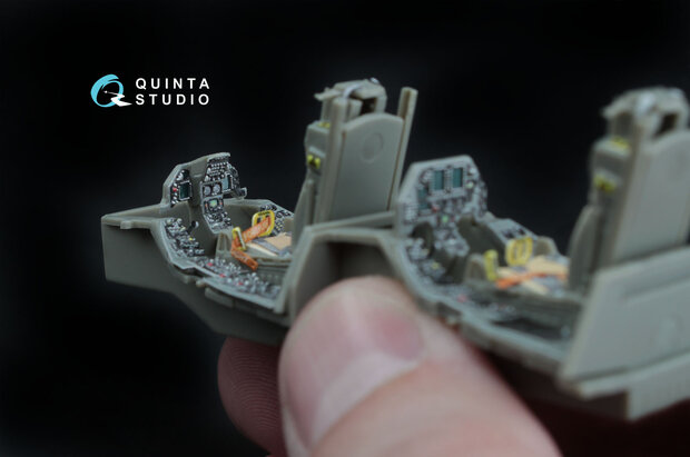 Quinta Studio QD48045 - F-16D (block 30/40/50) 3D-Printed & coloured Interior on decal paper (for Kinetic kit) - 1:48