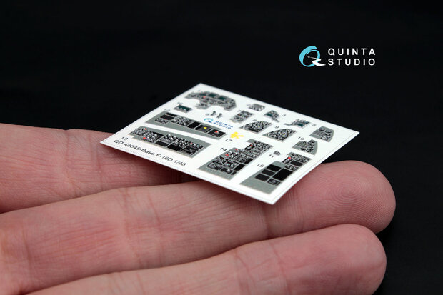 Quinta Studio QD48045 - F-16D (block 30/40/50) 3D-Printed & coloured Interior on decal paper (for Kinetic kit) - 1:48