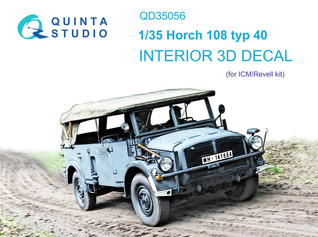 Quinta Studio QD35056 - Horch 108 typ 40 3D-Printed & coloured Interior on decal paper (for ICM kit) - 1:35